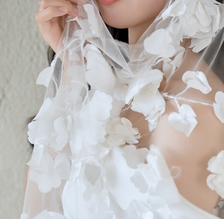 Voan đính hoa nổi 3D